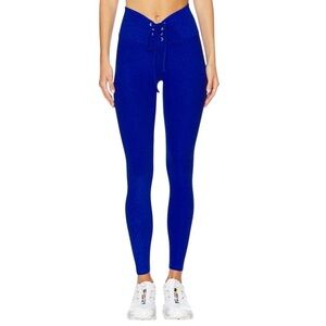 Year of Ours Womens Size S Cobalt Blue Lace up Football Leggings Crossover Waist